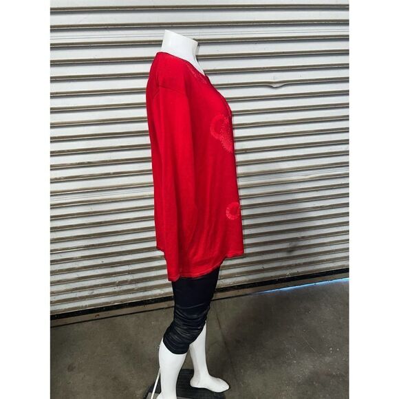 Maddi cardigan career red bead design long sleeve button up size 1x - Picture 4 of 8